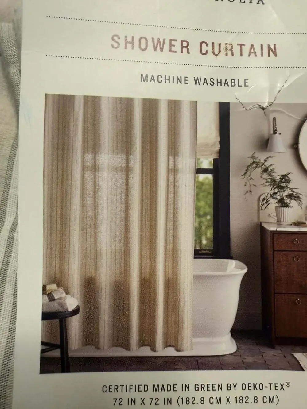 Hearth & Hand with Magnolia Sage Green Stripe Shower Curtain, 72 x 72